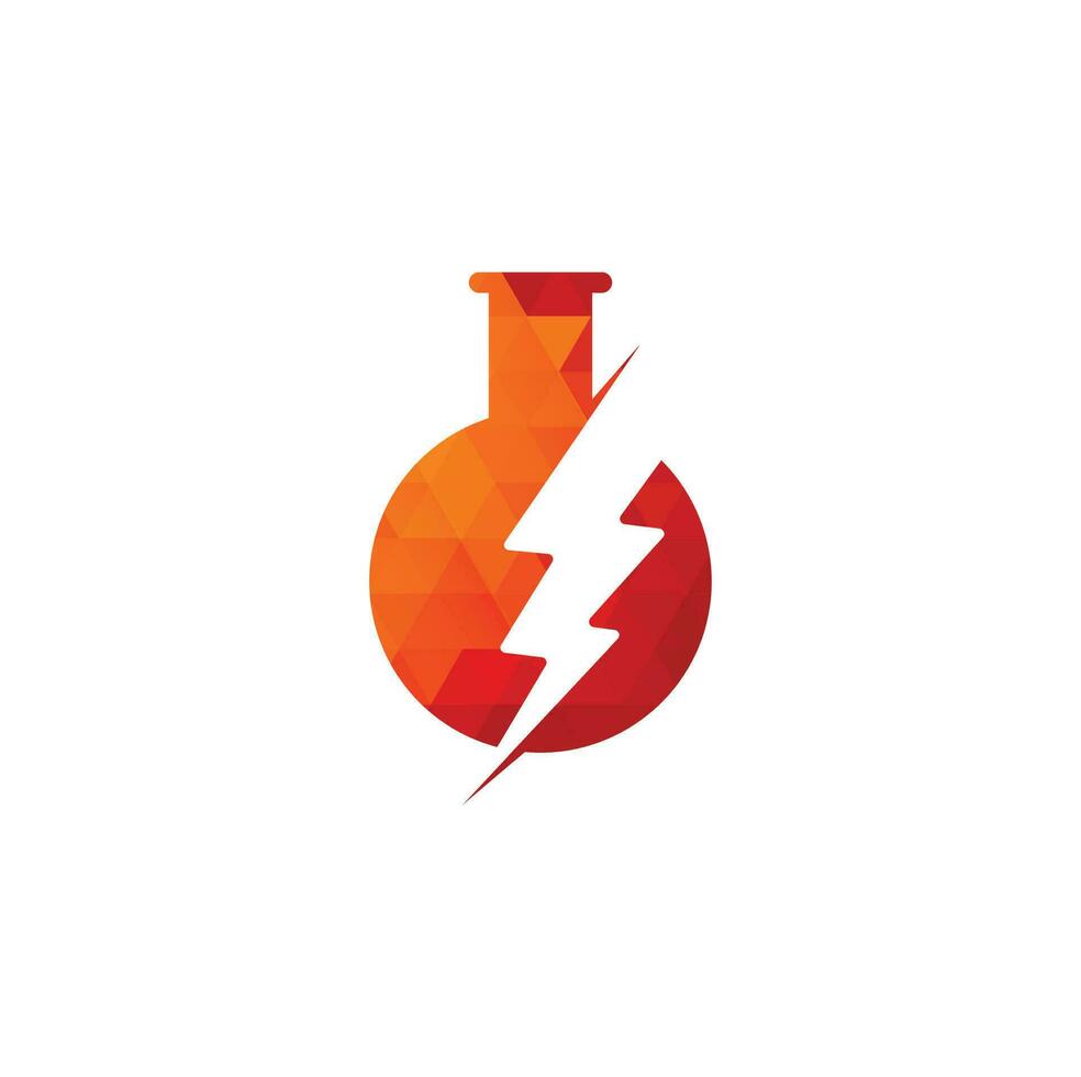 Simple thunder bolt lab logo vector design. Flask and thunderbolt vector logo design