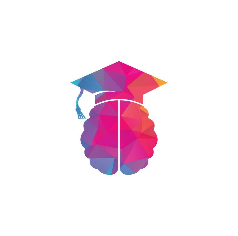 diseño de iconos de cerebro y gorra de graduación. diseño de logotipo educativo e institucional. vector