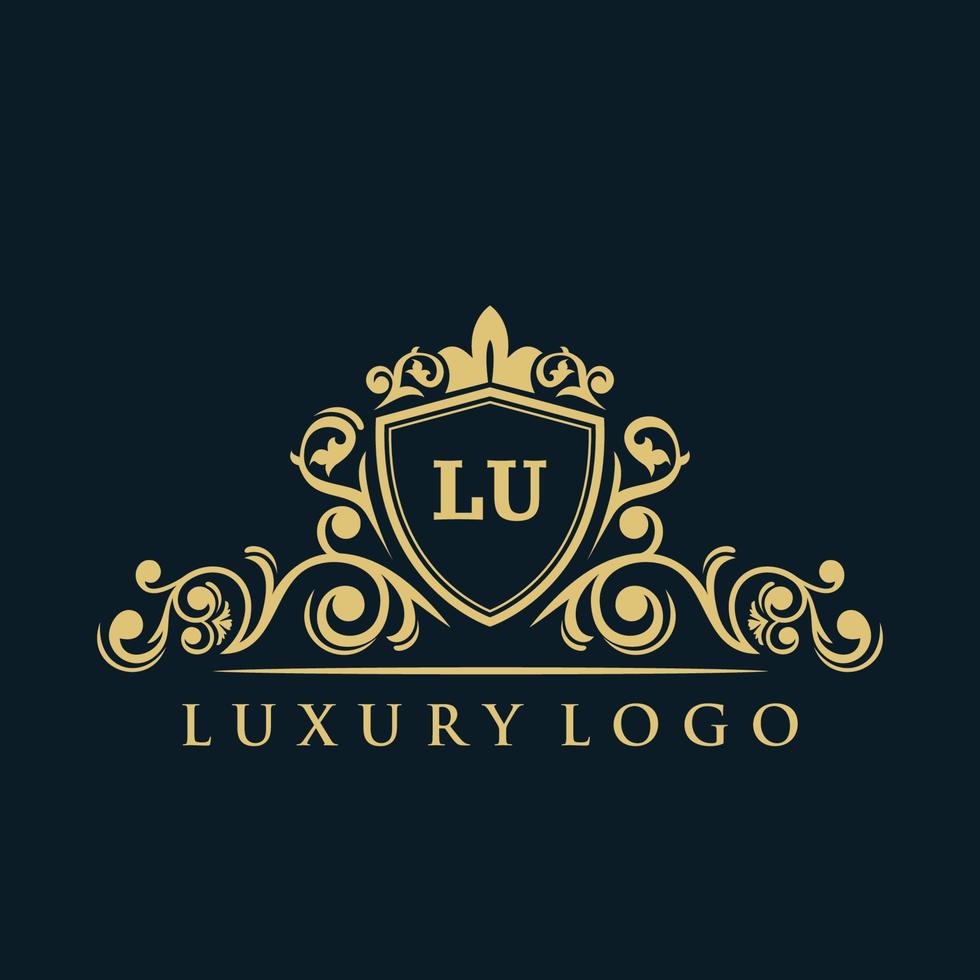 Letter LV logo with Luxury Gold Shield. Elegance logo vector template.