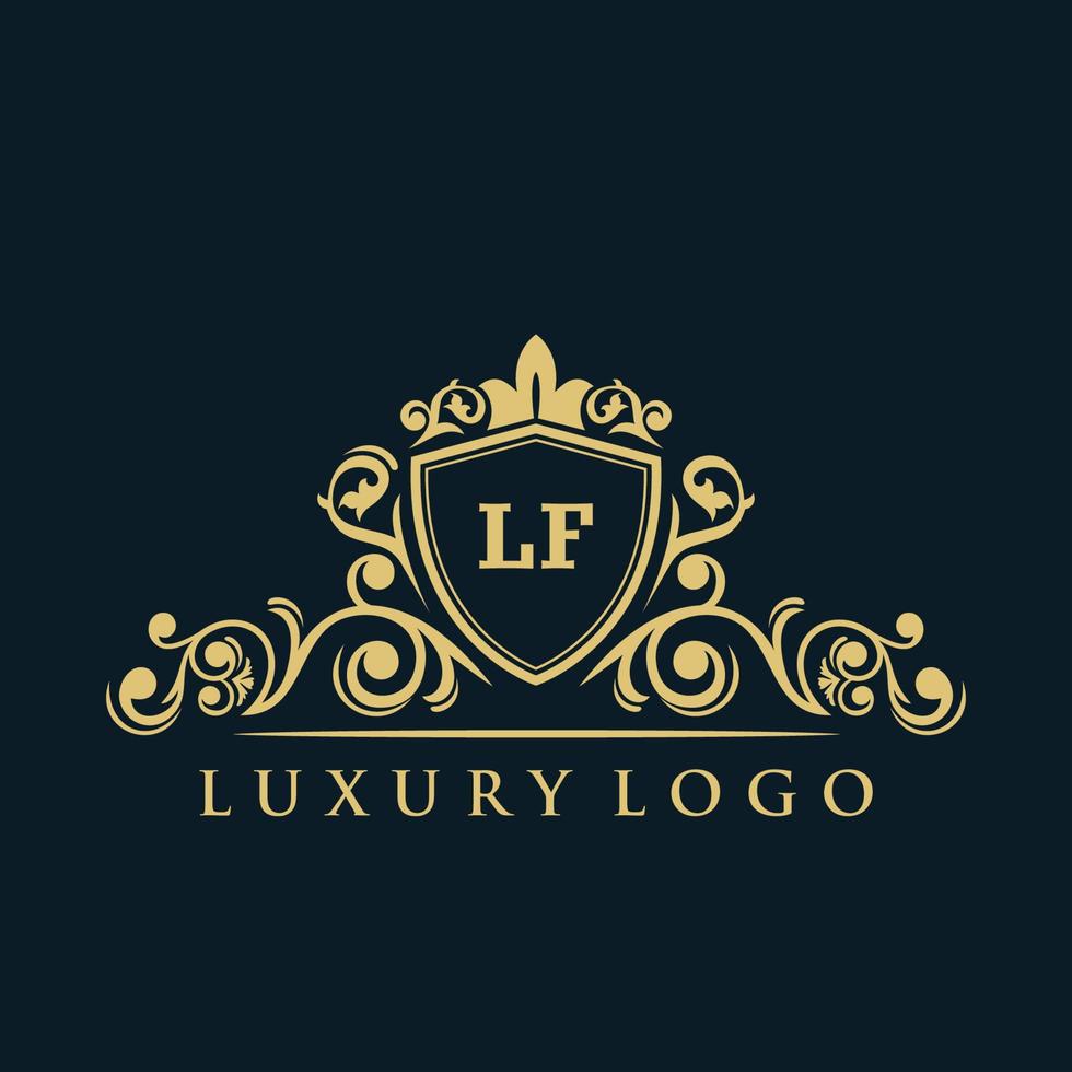 Letter LF logo with Luxury Gold Shield. Elegance logo vector template.