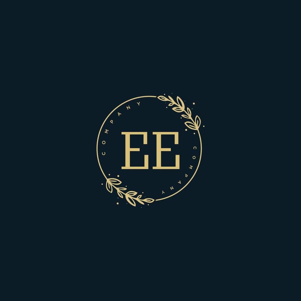 Initial EE beauty monogram and elegant logo design, handwriting logo of initial signature, wedding, fashion, floral and botanical with creative template. vector