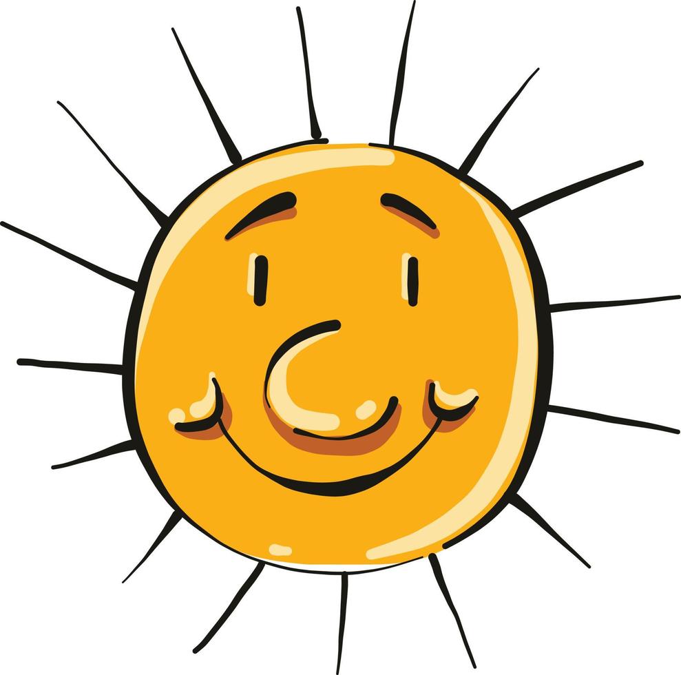 Sun with a nose, illustration, vector on white background.