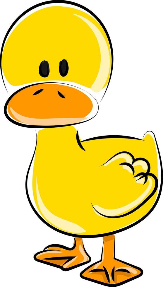 Pequeño pato amarillo, ilustración, vector sobre fondo blanco.