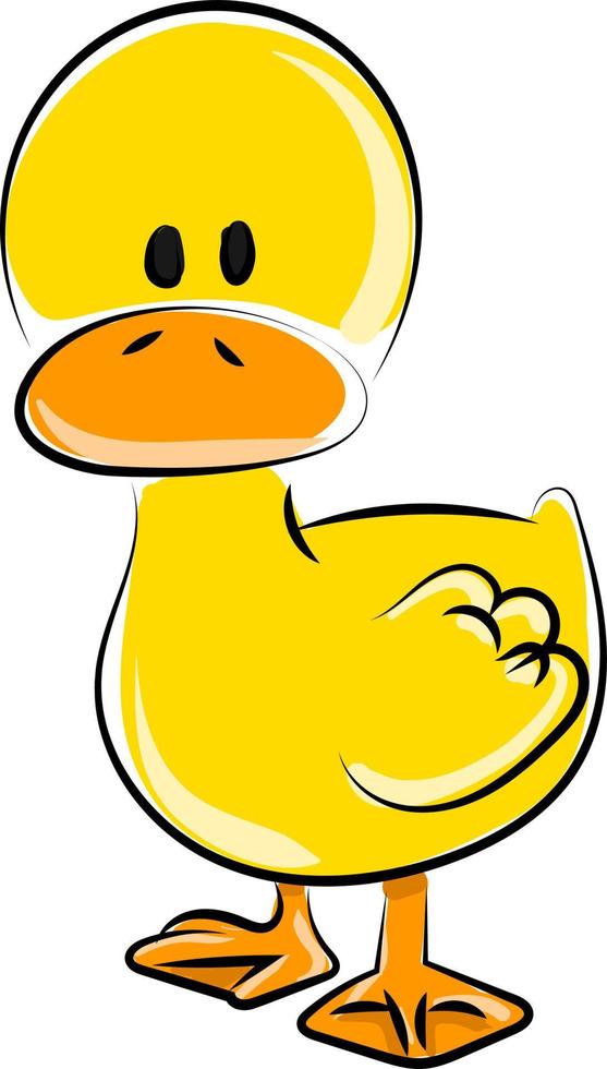 Little yellow duck, illustration, vector on white background.