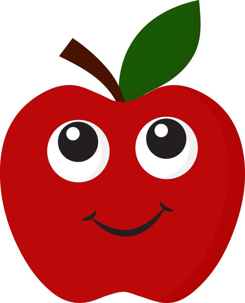 Happy apple, illustration, vector on white background.