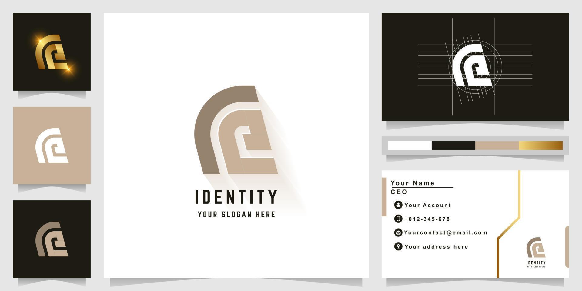Letter Ce or ee monogram logo with business card design vector