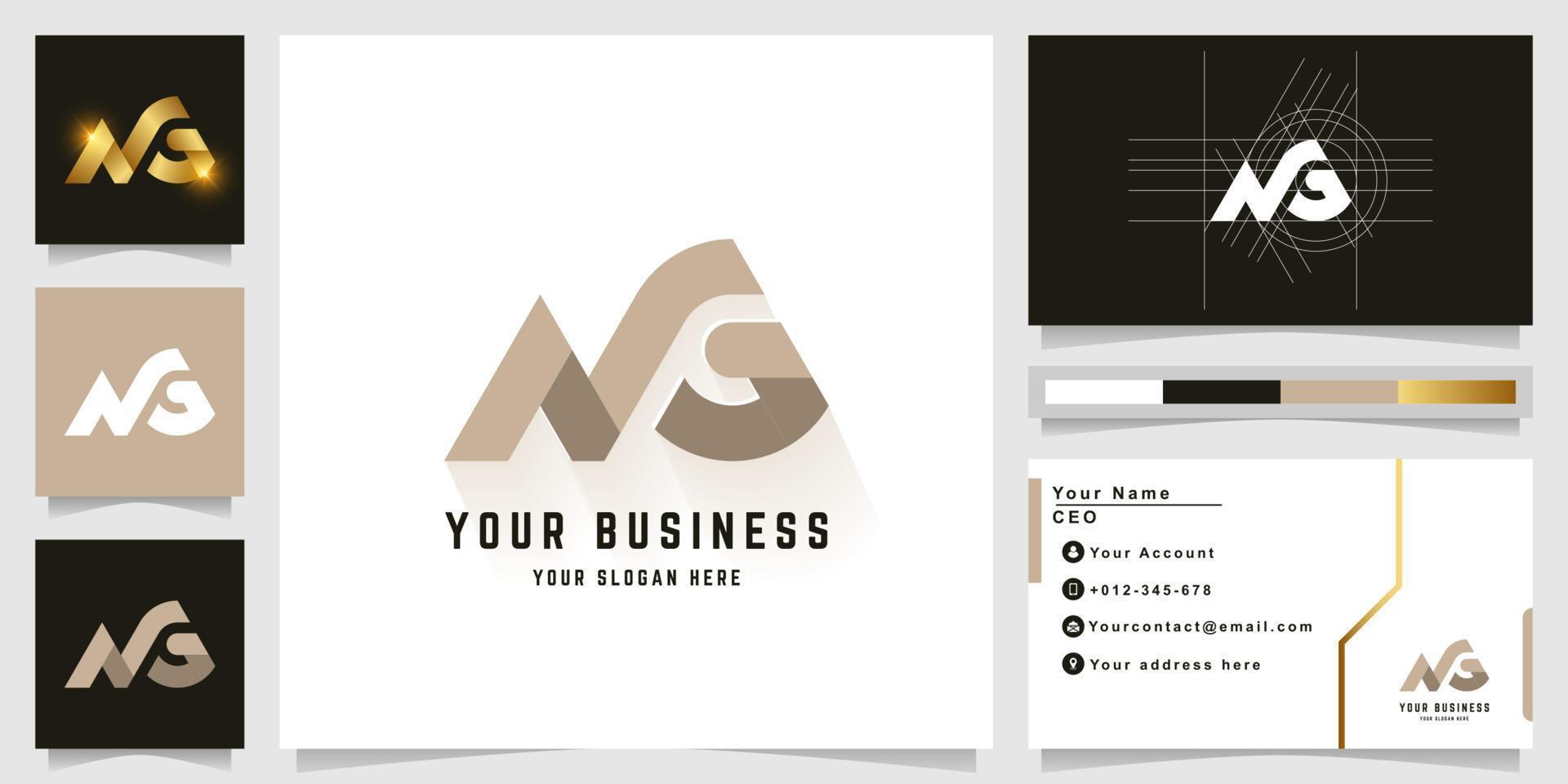 Letter NG or MG monogram logo with business card design vector