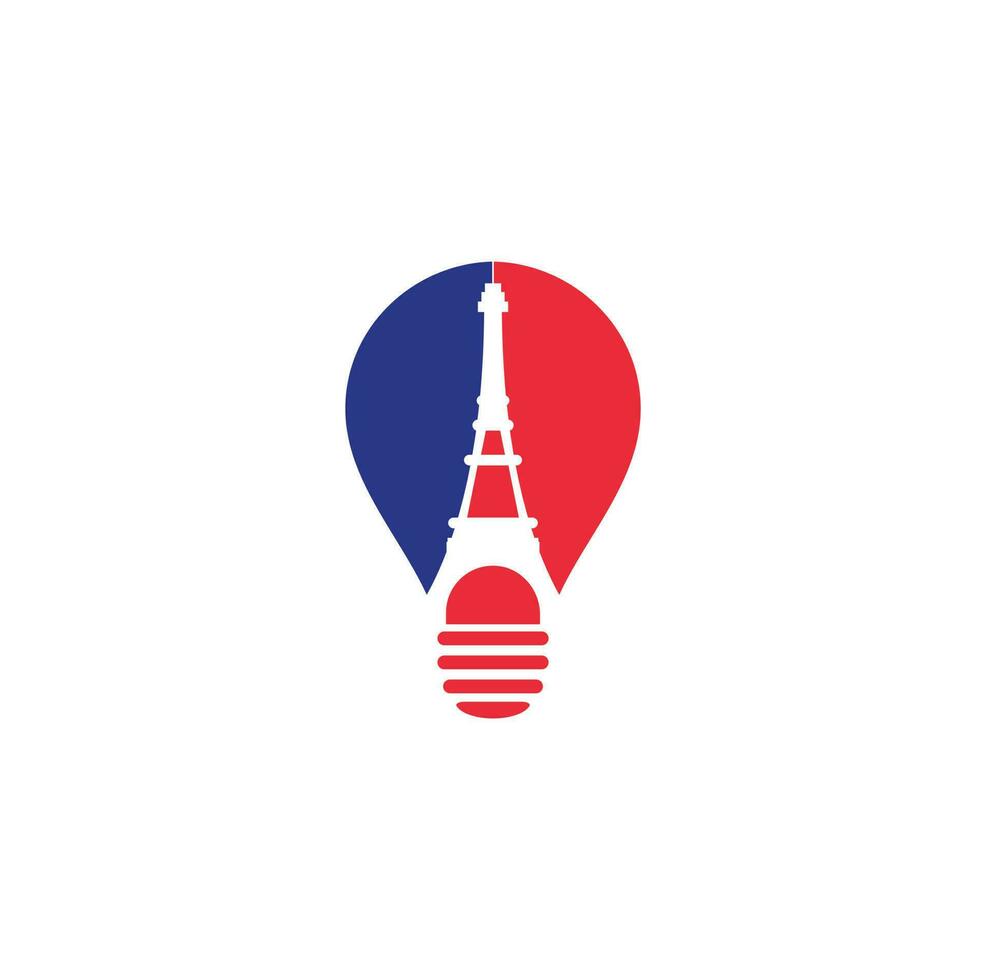 plantilla de diseño de logotipo de concepto de forma de bombilla de torre eiffel. diseño de logotipo de París vector