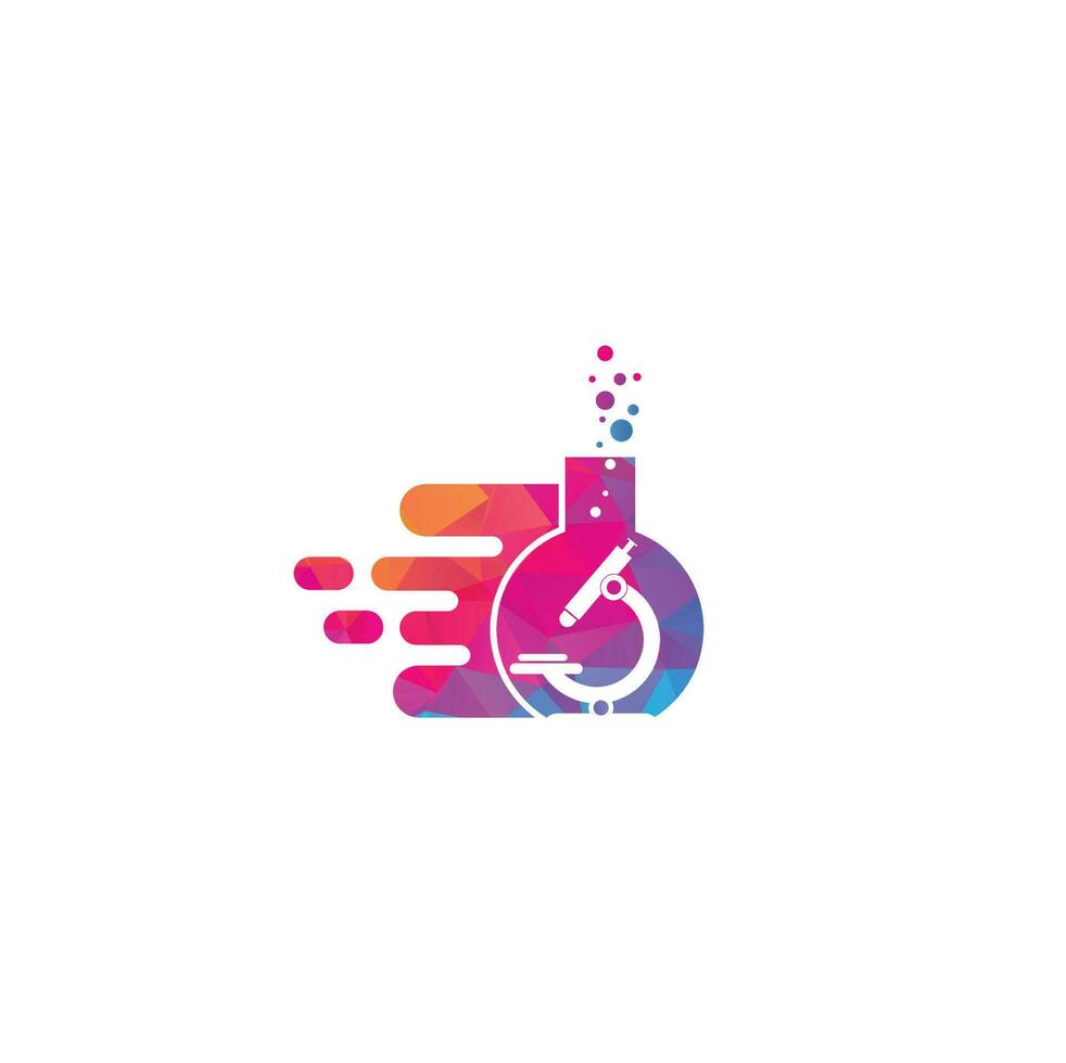 Fast Lab Logo Template Design . Quick lab logo template design with a running flask. vector