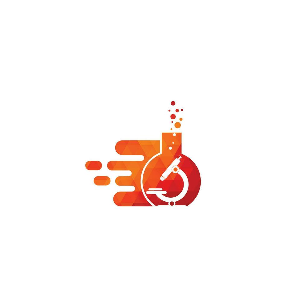Fast Lab Logo Template Design . Quick lab logo template design with a running flask. vector