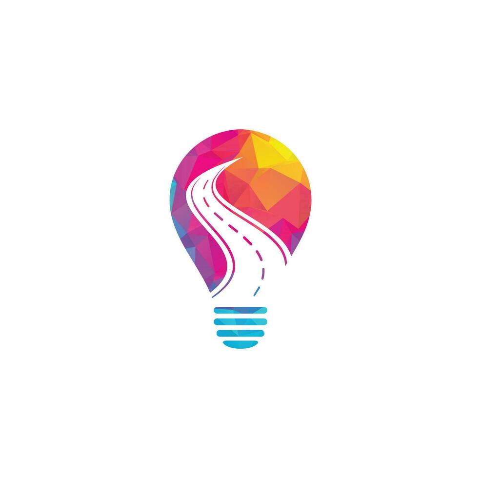 Road bulb shape concept vector logo design template. Creative road journey logo design.