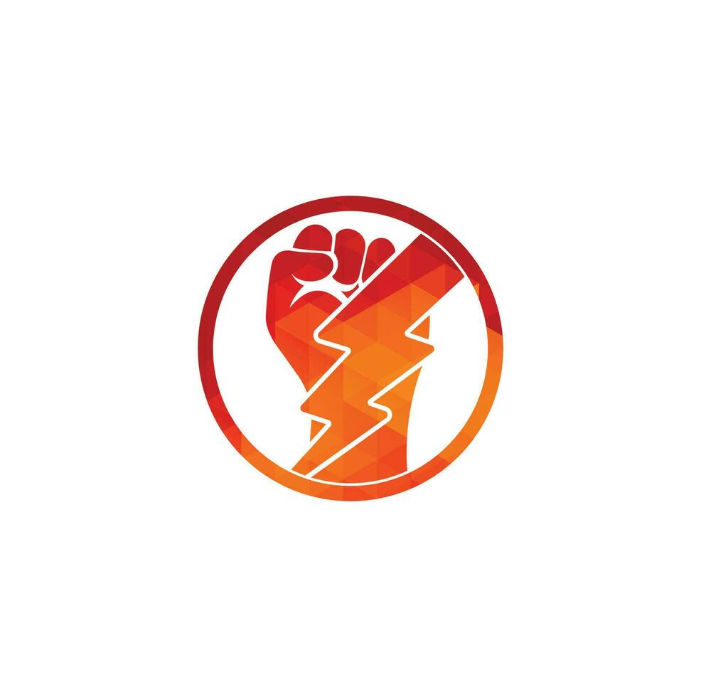 Fist Thunder Power Logo Design. Hand hold thunder logo design. vector