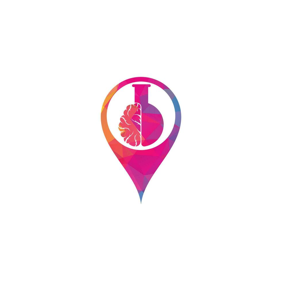 Brain Lab map pin shape concept Logo design. vector