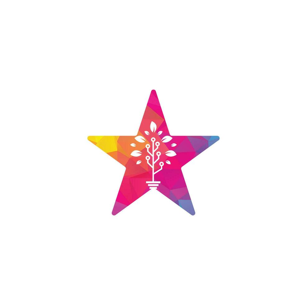 Tech Tree star shape concept Logo Template Design. vector