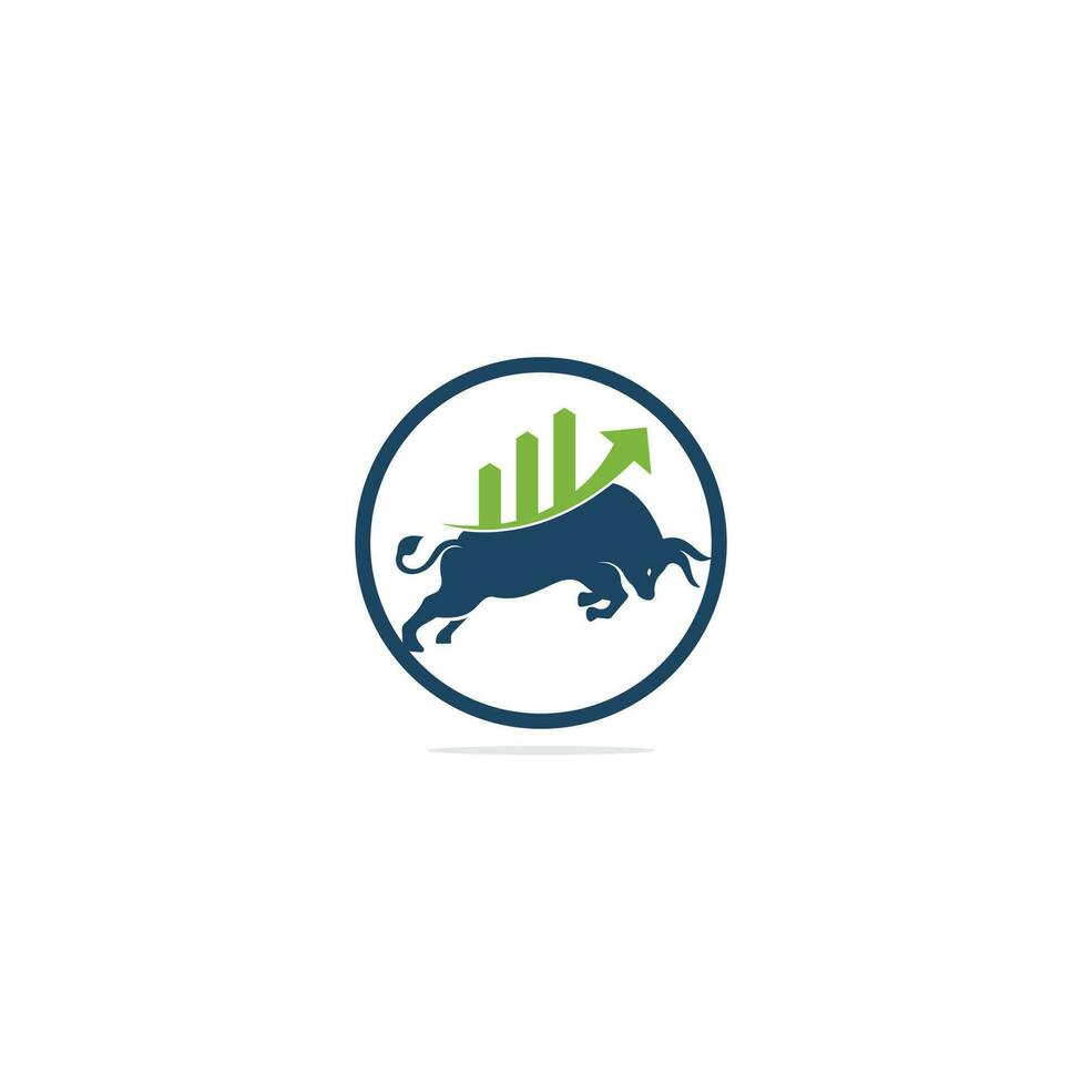 diseño del logo del toro financiero. gráfico de toros comerciales, logotipo de finanzas. icono del logotipo de la productividad empresarial de la barra del gráfico de finanzas económicas. vector