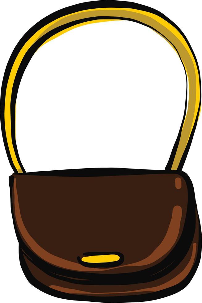 elegante bolso marrón, ilustración, vector sobre fondo blanco.