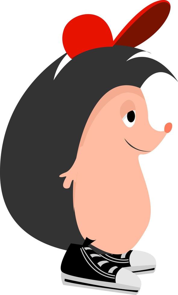 Cute hedgehog with hat, illustration, vector on white background.