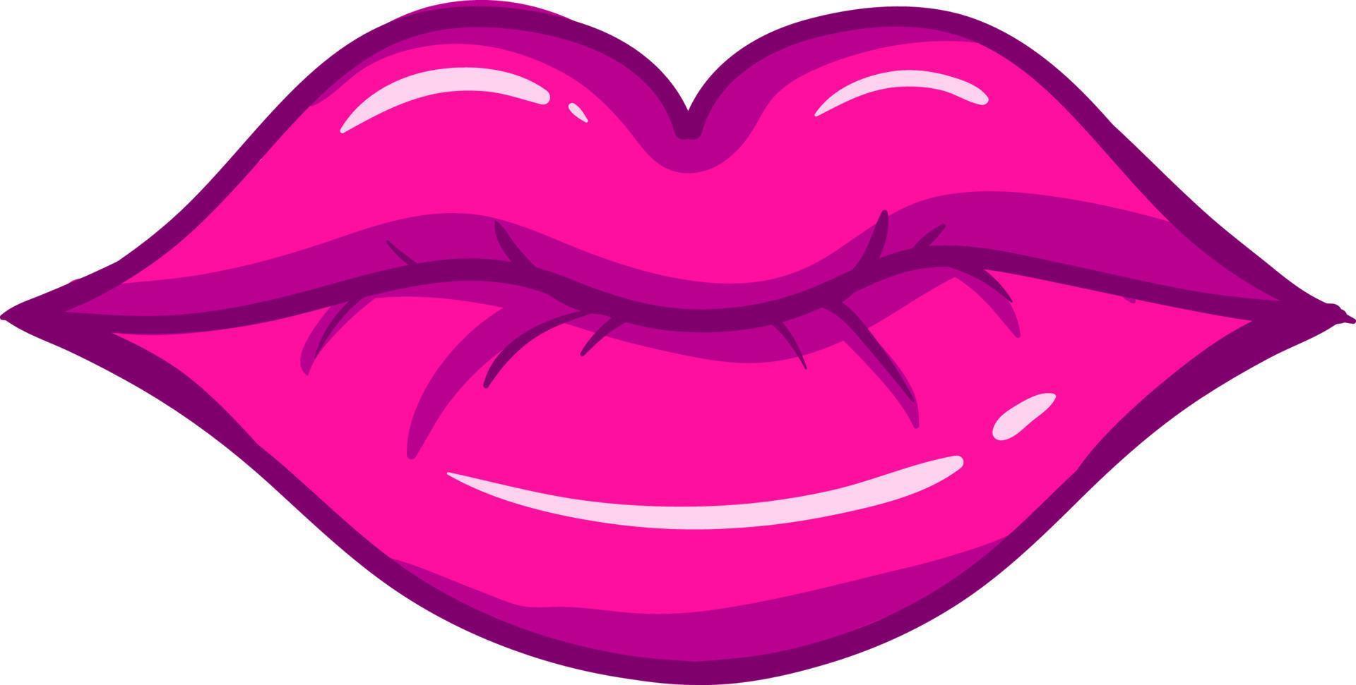 Cute pink lips, illustration, vector on white background.