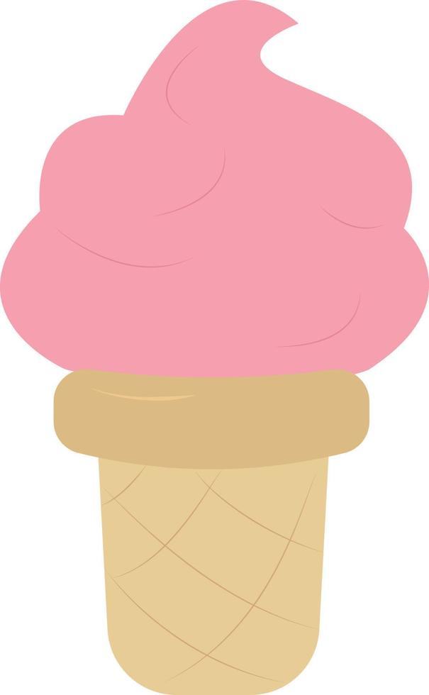 Pink ice cream, illustration, vector on white background.