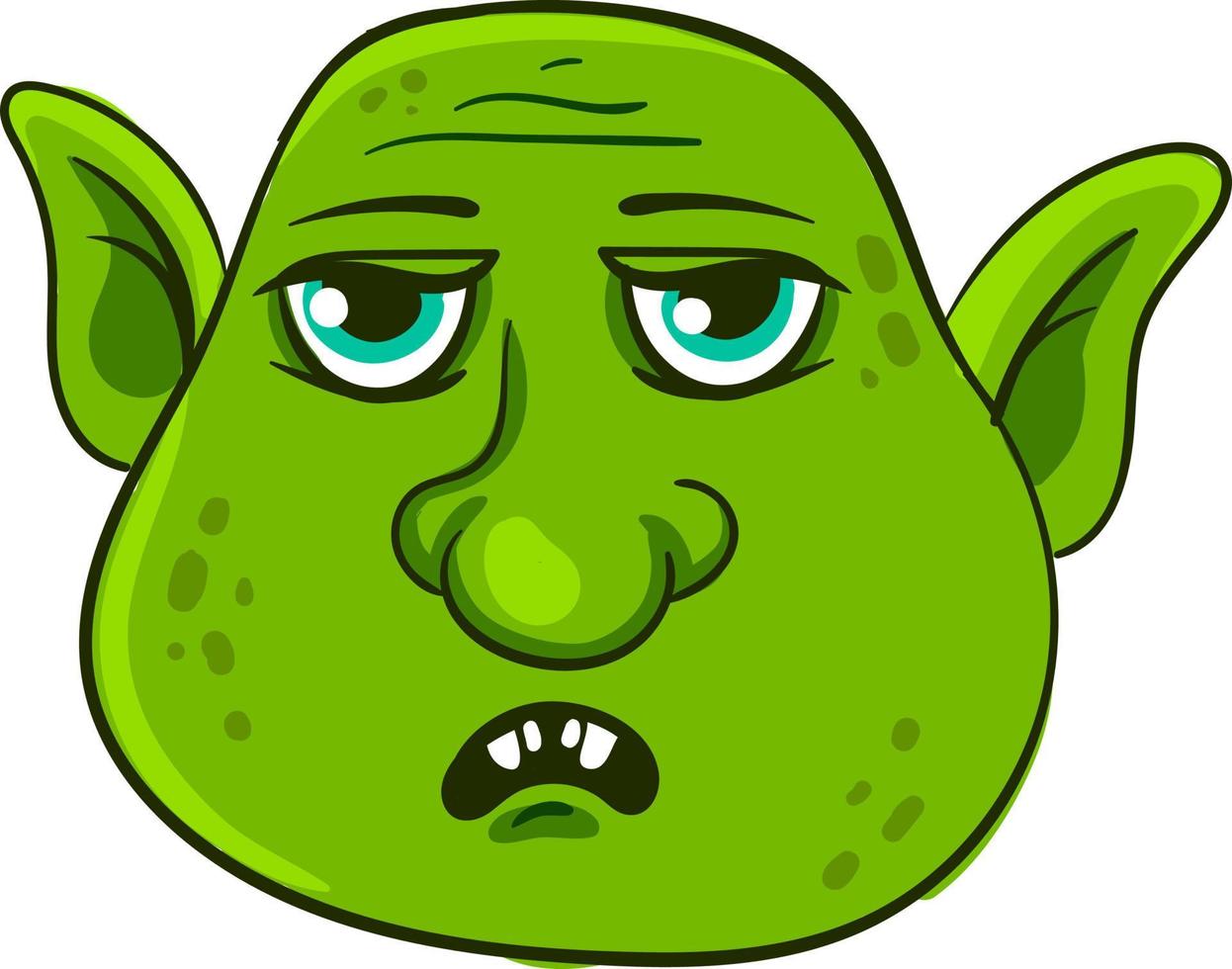 Green troll face, illustration, vector on white background