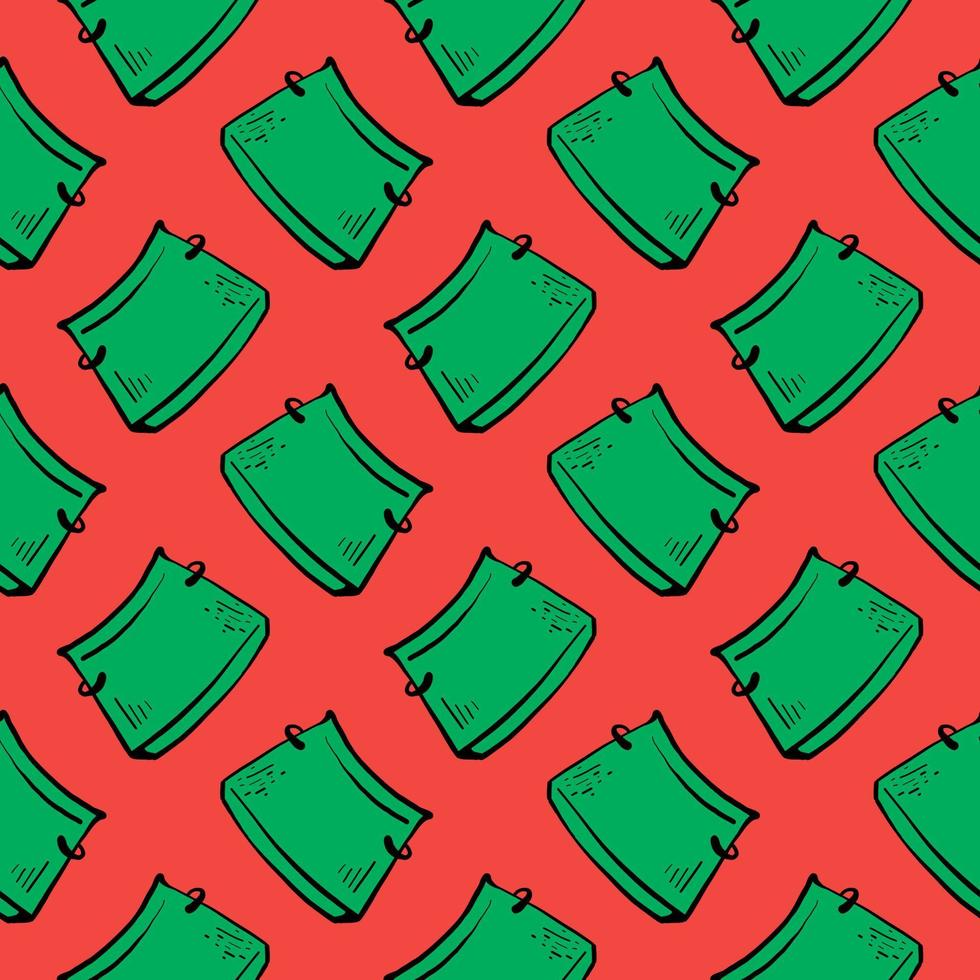 Green cooking pot ,seamless pattern on red background. vector