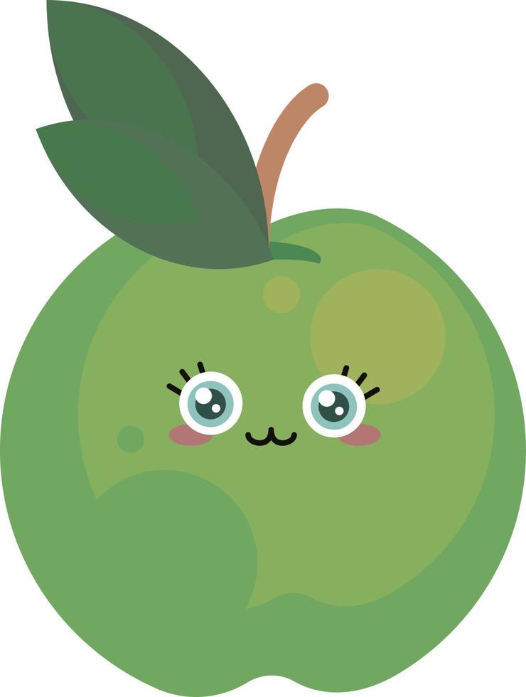 Cute green apple, illustration, vector on white background.