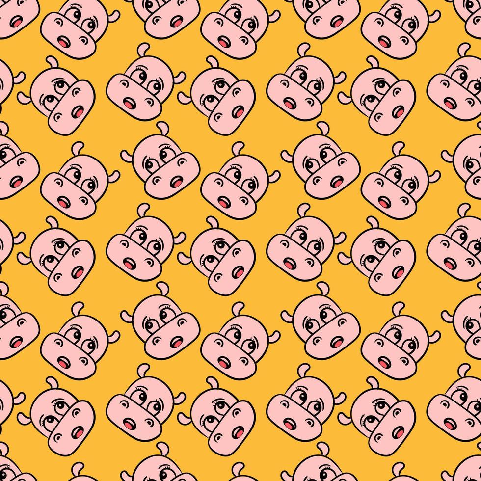 Hippo head pattern, illustration, vector on white background