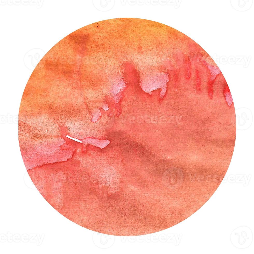 Warm yellow hand drawn watercolor circular frame background texture with stains photo