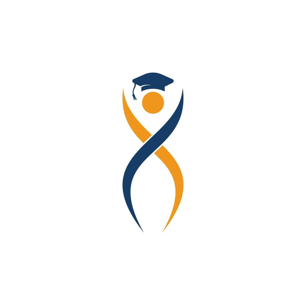 Education logo concept with graduation cap, vector illustration template. Happy people jump with graduation cap.