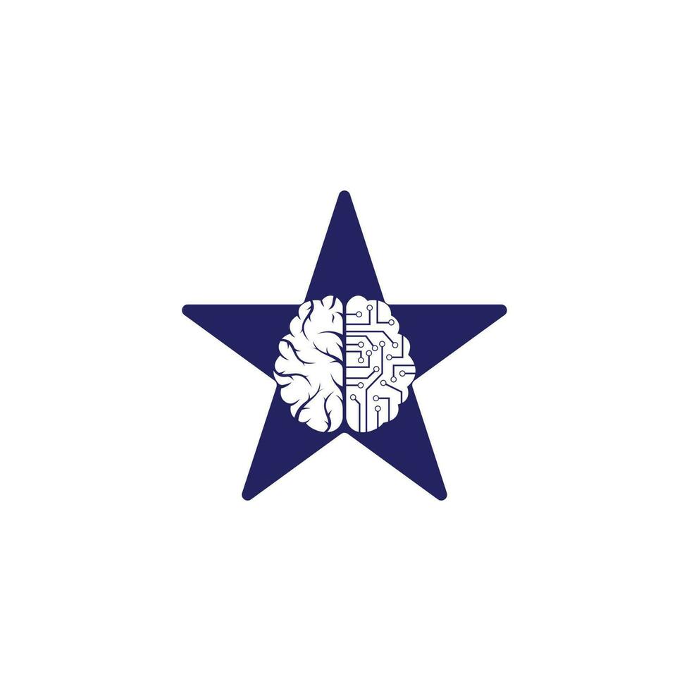 concepto de forma de estrella de conexión cerebral diseño de logotipo de concepto de forma. plantilla de logotipo de cerebro digital. vector
