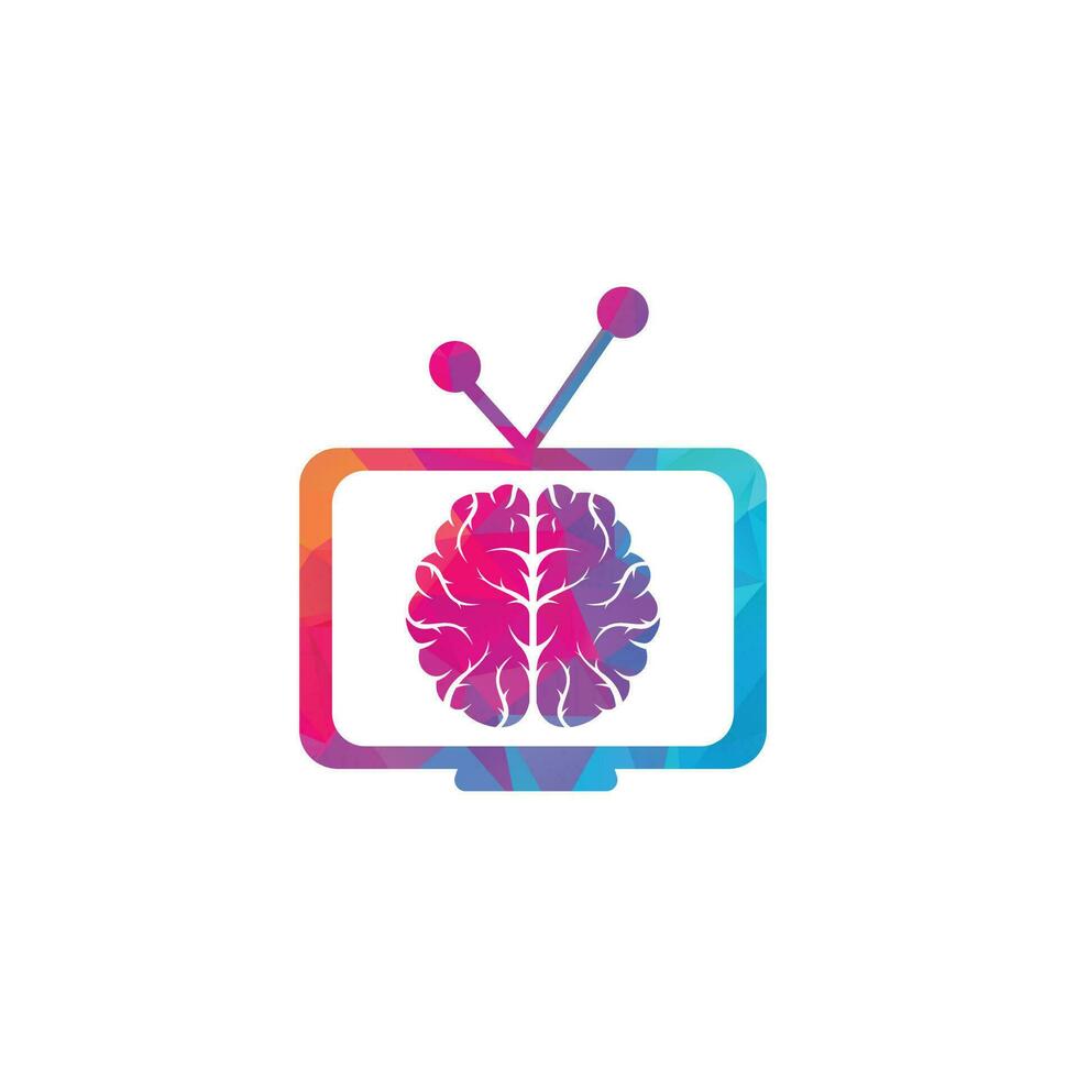 Brain connection logo design. digital brain logo template. Brain and tv logo vector