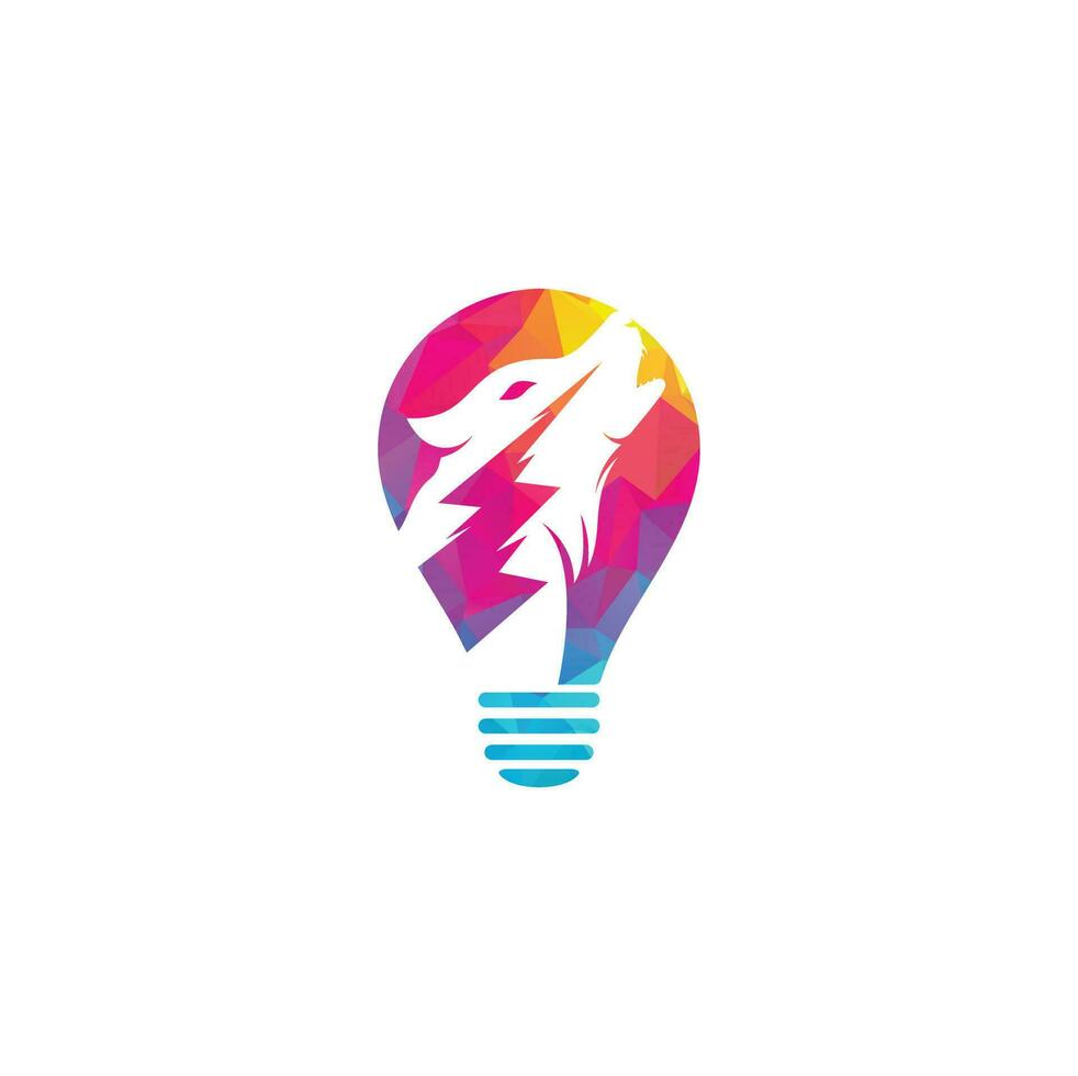 Thunder Wolf bulb shape concept Logo design Vector. vector