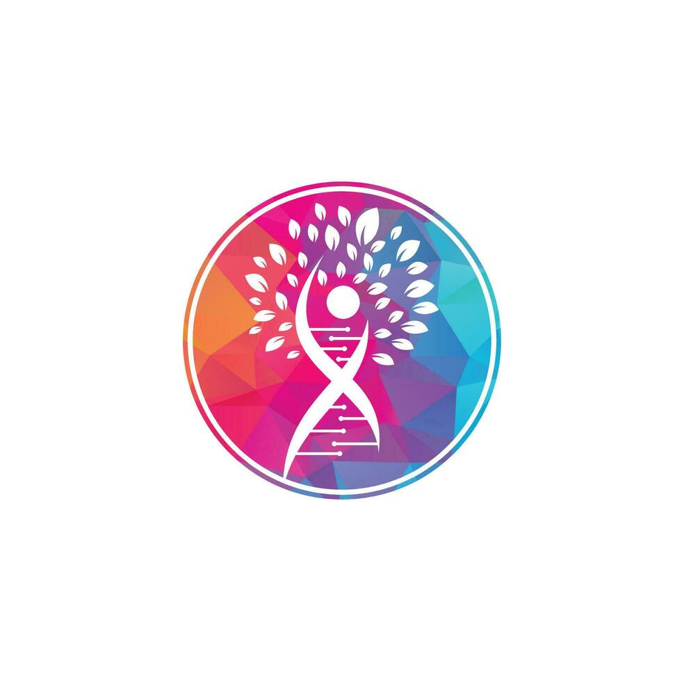 Dna tree vector logo design. DNA genetic icon. DNA with green leaves vector logo design.