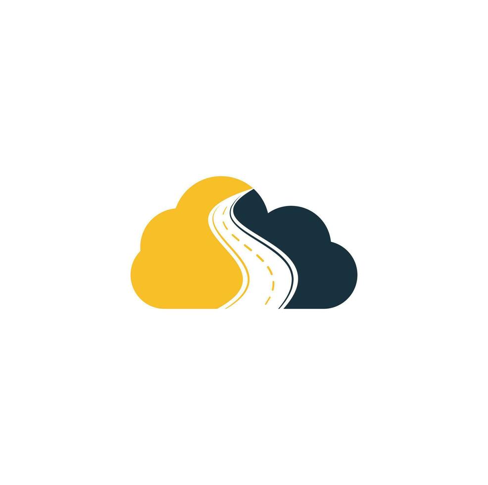 plantilla de diseño de logotipo vectorial de concepto de forma de nube de carretera. diseño creativo del logotipo del viaje por carretera. vector