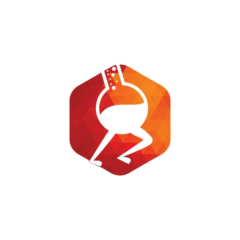 Fast Lab Logo Template Design . Quick lab logo template design with a running flask. vector