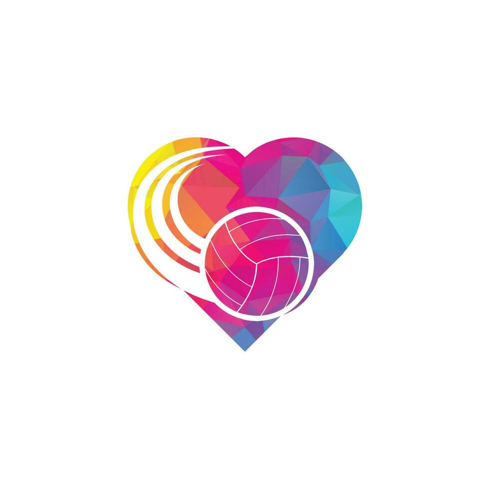 logo de concepto de forma de corazón de voleibol. diseño del logo de la pelota de voleibol. vector