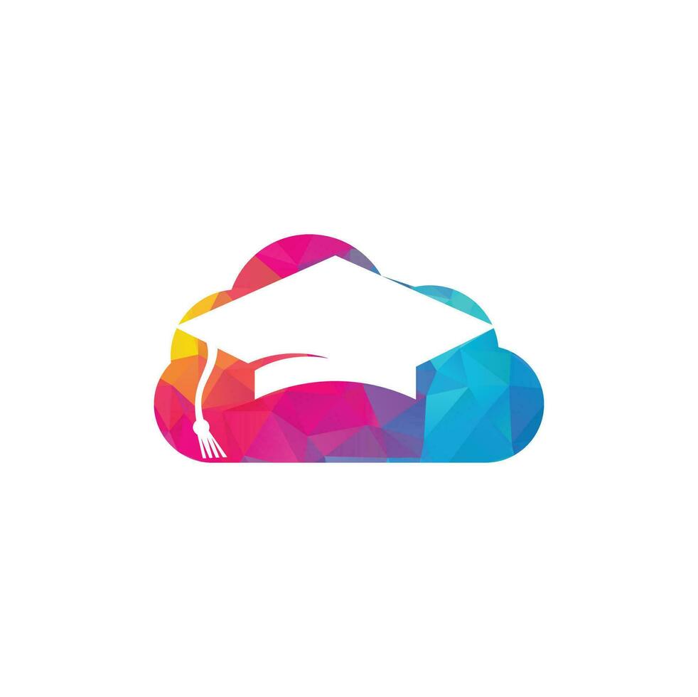 diseño de logotipo vectorial de concepto de forma de nube de gorra de graduación. diseño de logotipo vectorial institucional y educativo. vector