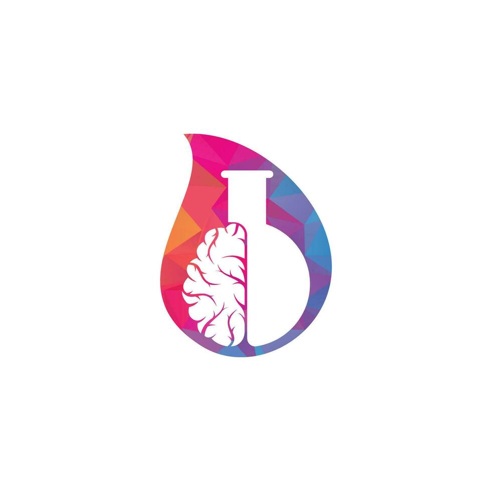 diseño del logotipo del concepto de forma de gota de laboratorio cerebral. vector