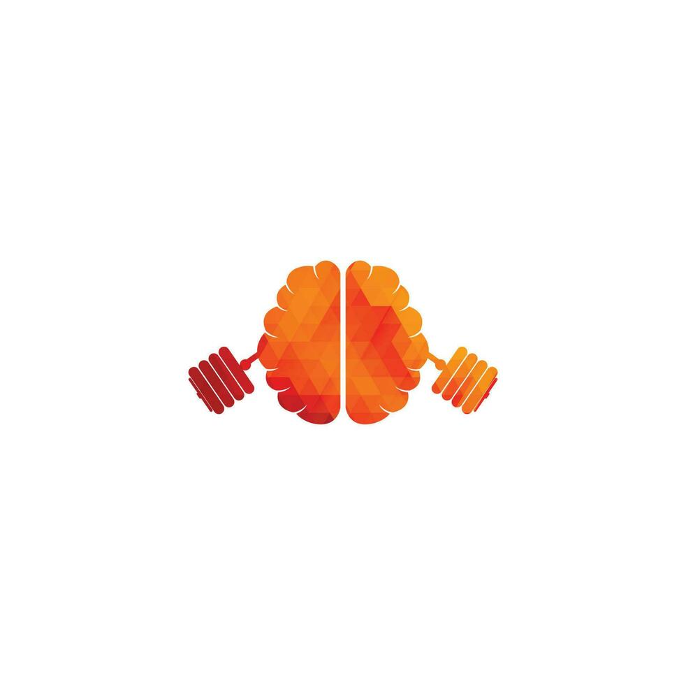 Brain Barbell Gym Fitness Logo Design Modern Template. Brain Barbell Icon Logo Design vector