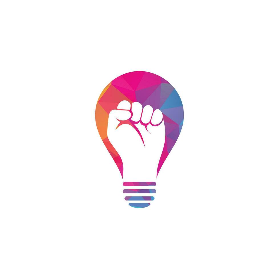 Fist hand power logo. Fist bulb shape concept logo design vector