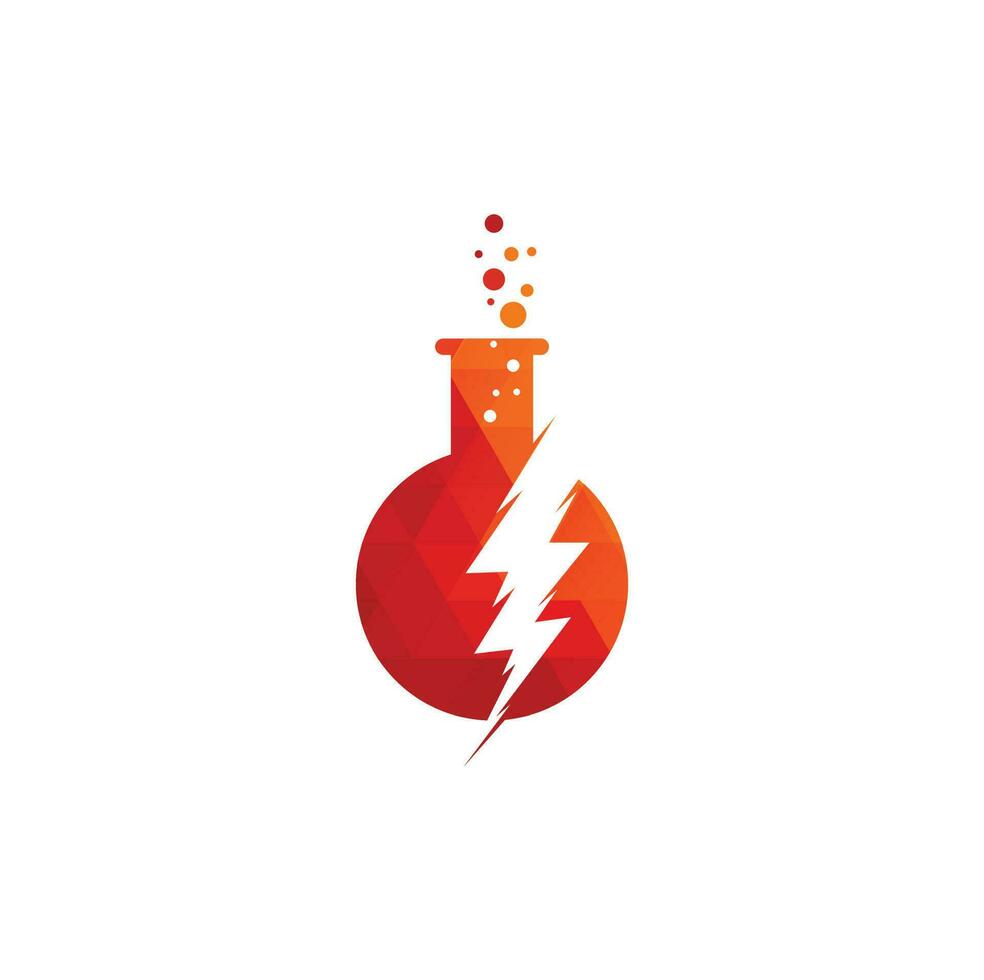 Simple thunder bolt lab logo vector design. Flask and thunderbolt vector logo design