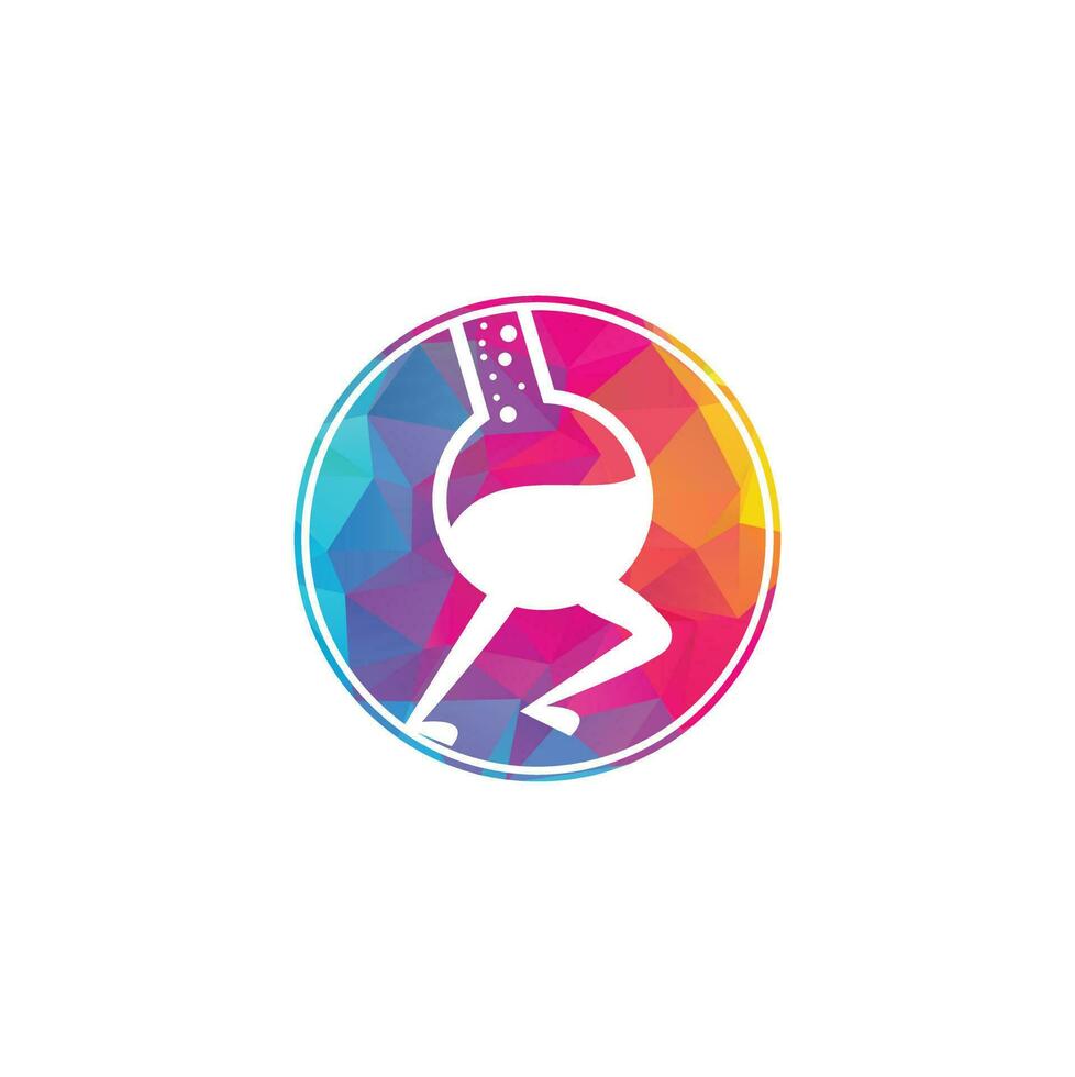 Fast Lab Logo Template Design . Quick lab logo template design with a running flask. vector