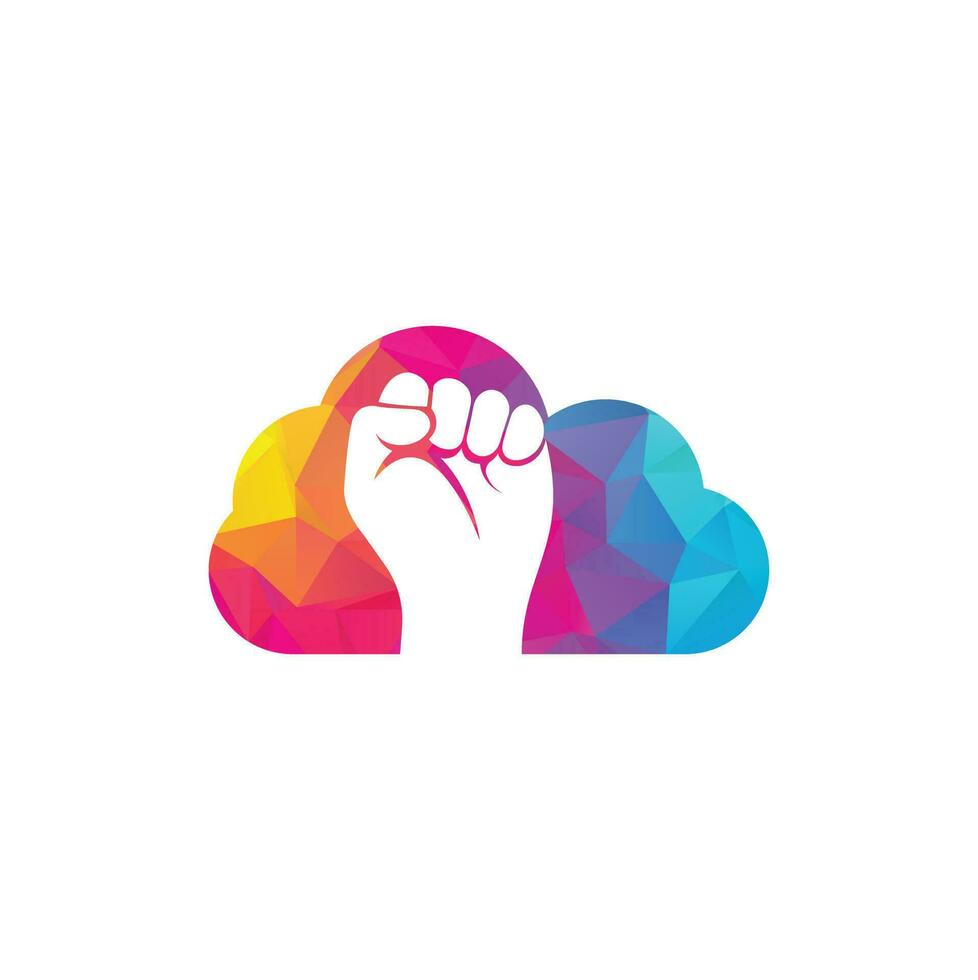 Fist hand power logo. Fist cloud shape concept logo design vector