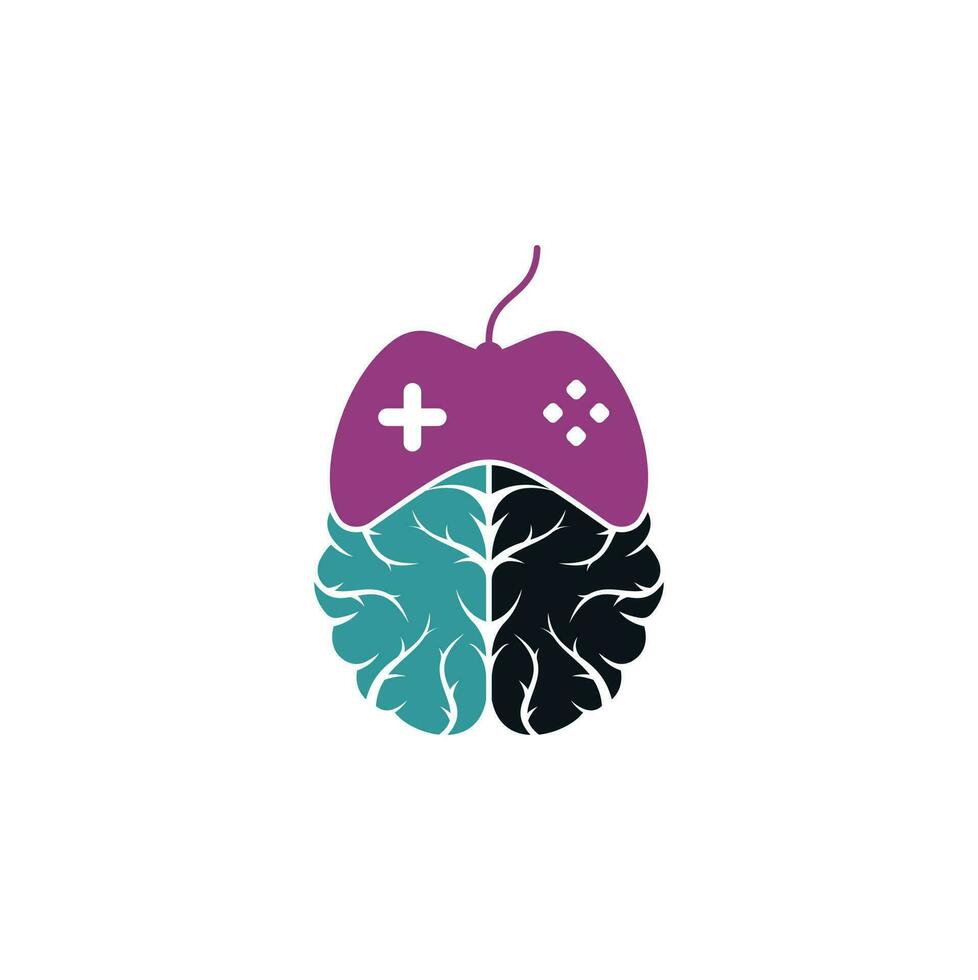 vector del logotipo del juego cerebral. diseño de logotipo de cerebro y juego