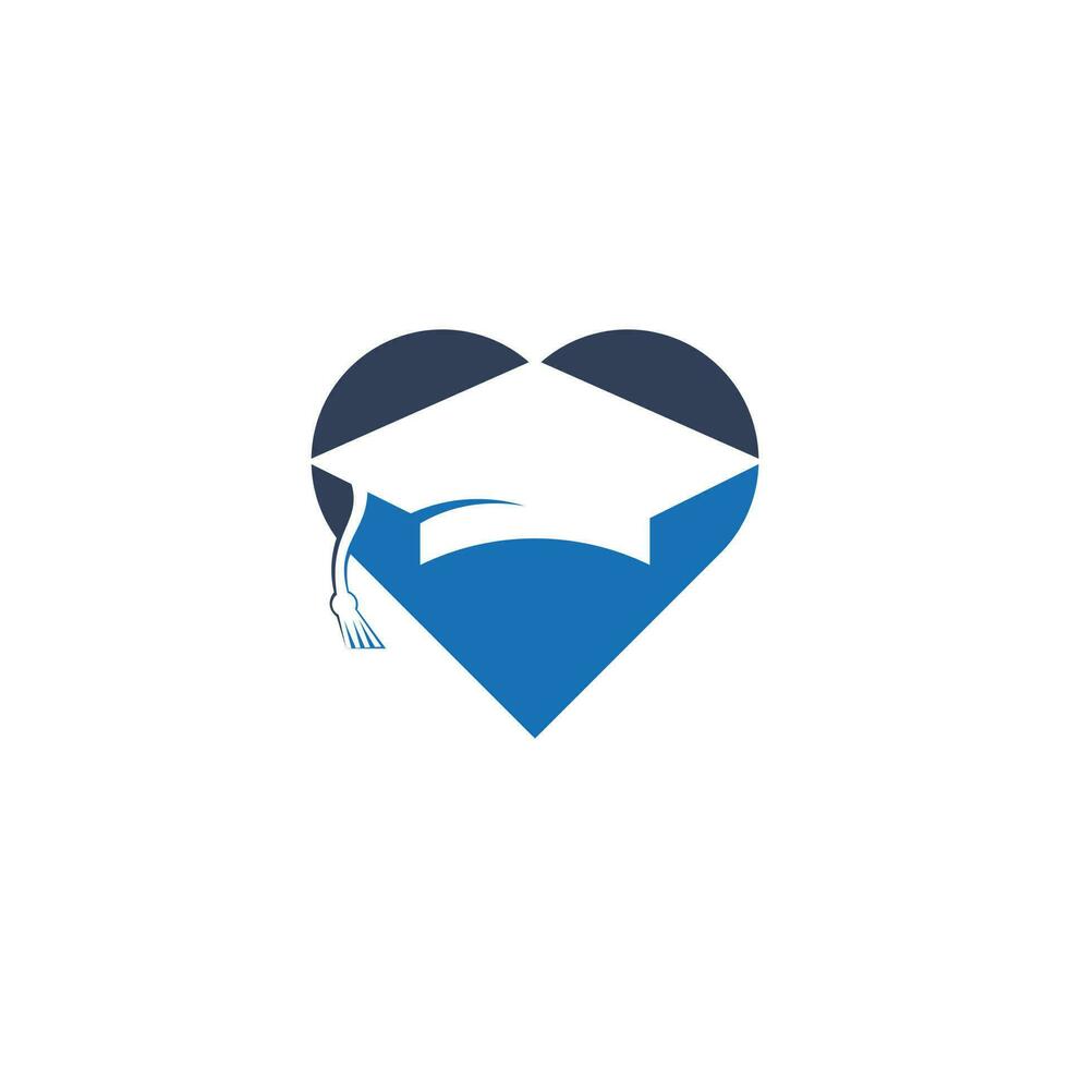 diseño de logotipo vectorial de concepto de forma de corazón de gorra de graduación. diseño de logotipo vectorial institucional y educativo. vector