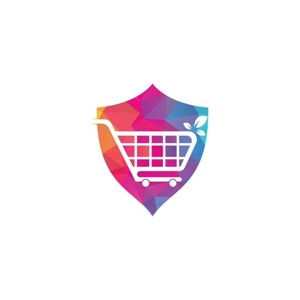 Green leaf shopping cart logo design inspiration. Shopping cart and leaf professional logo design vector