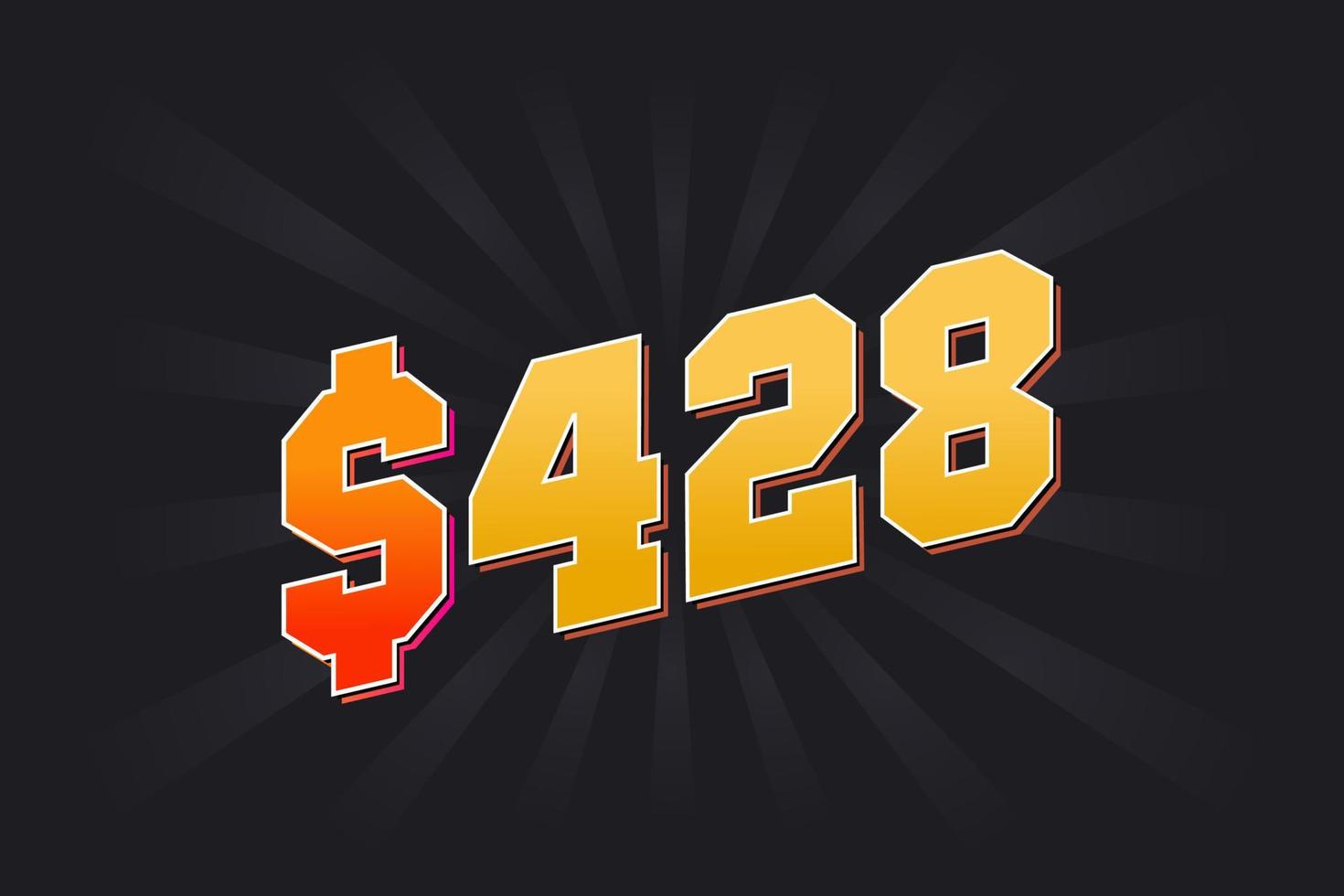 428 Dollar American Money vector text symbol. 428 USD United States Dollar stock vector