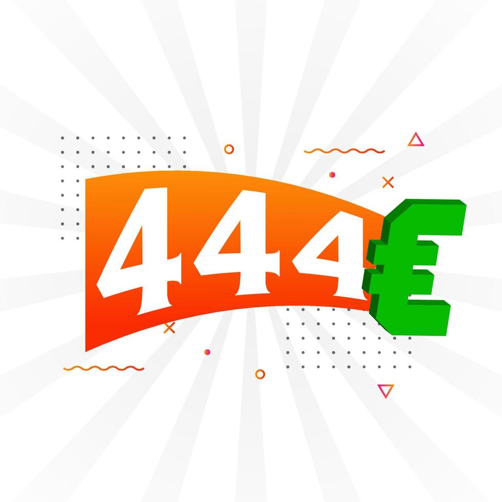 Símbolo de texto vectorial de moneda de 444 euros. 444 euro vector de stock de dinero de la unión europea