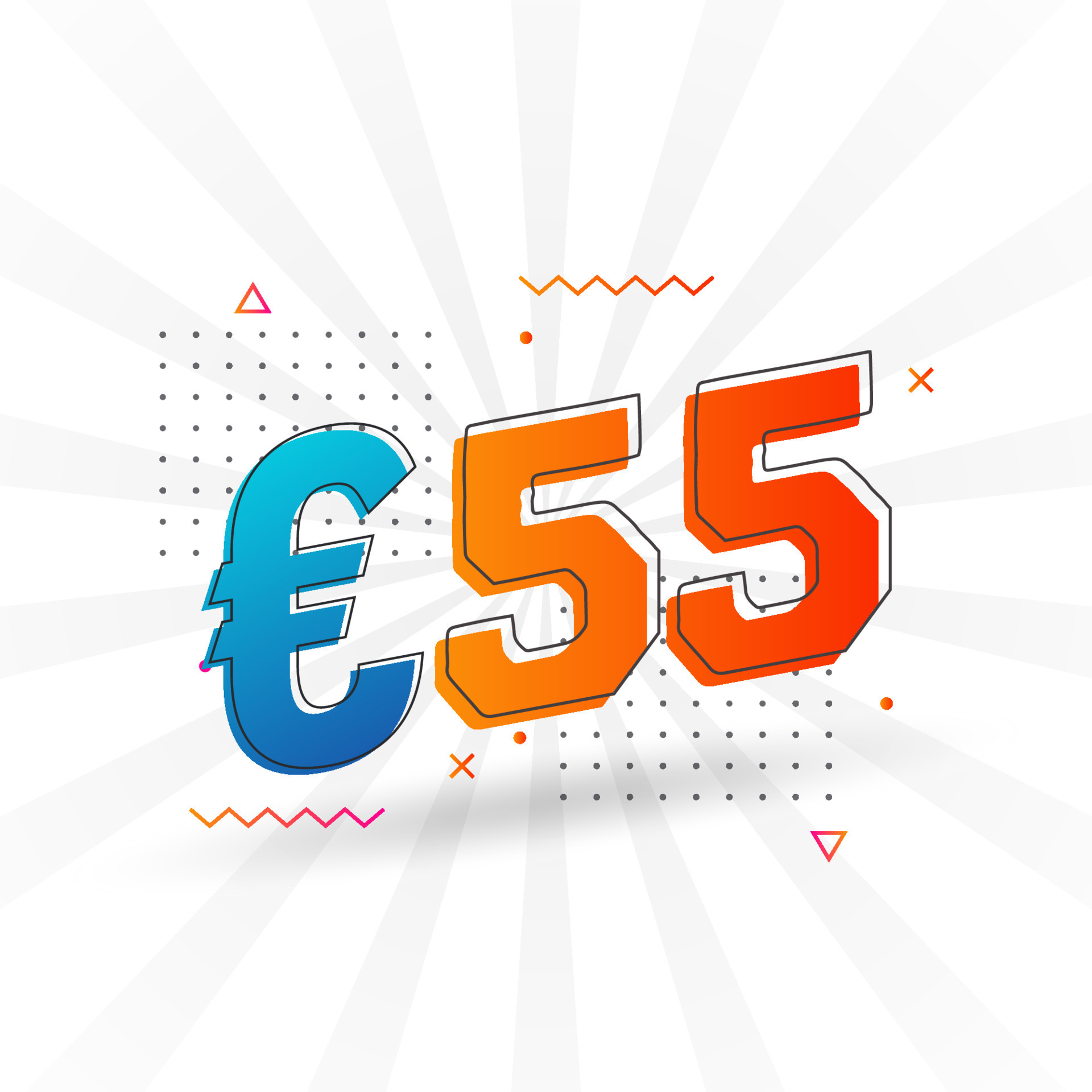 55 Euro Currency Vector Text Symbol 55 Euro European Union Money Stock 