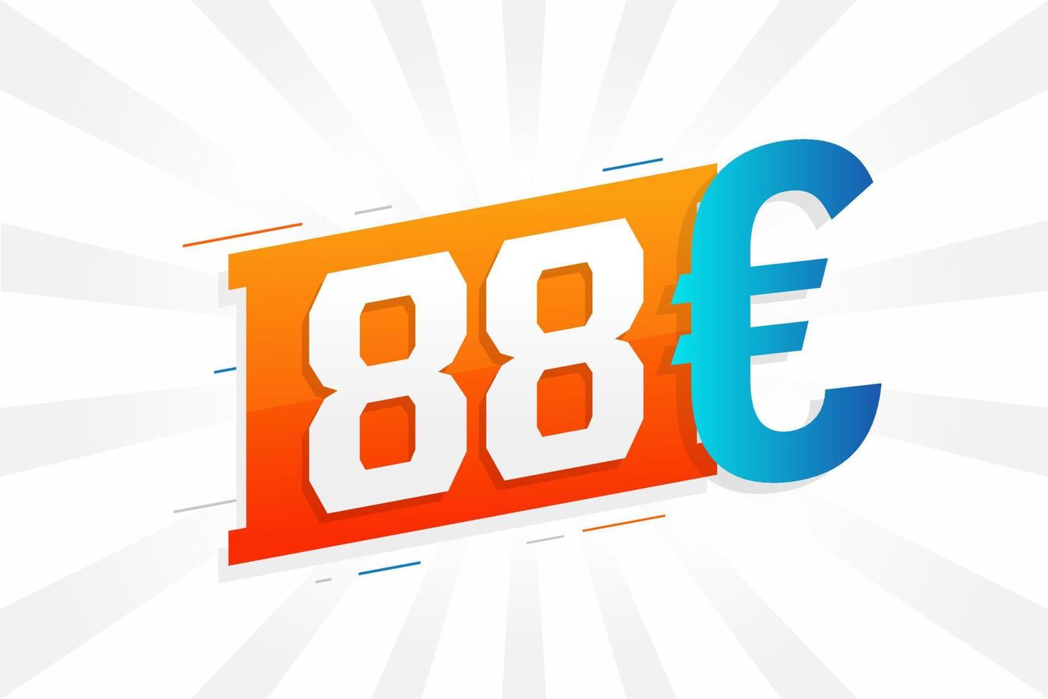 88 Euro Currency vector text symbol. 88 Euro European Union Money stock vector